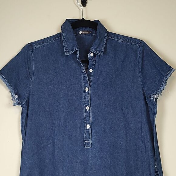 J. McLaughlin Collared Button Front Frayed Hem Denim Dress - Picture 6 of 14